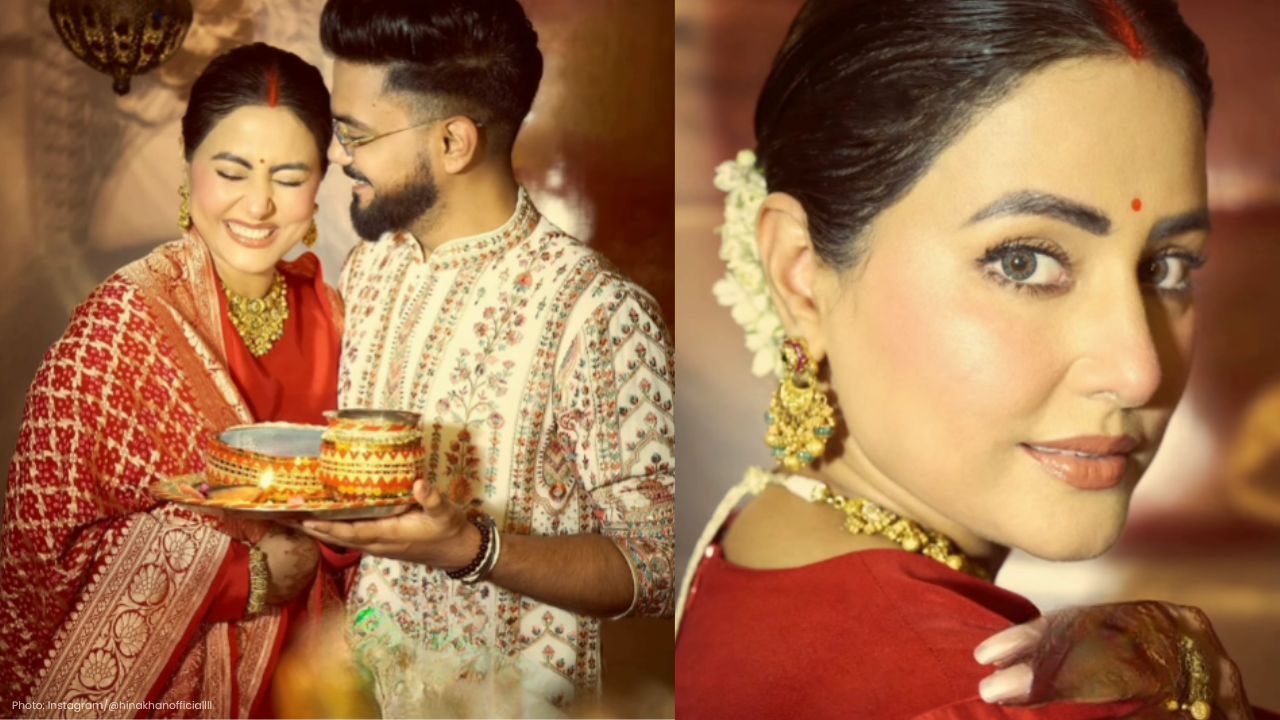 Hina Khan Rocky Jaiswal Celebrate First Karwa Chauth as Couple