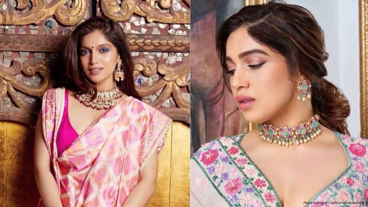 Bhumi Pednekar wows in a wine Kanjeevaram worth ₹6.87 lakh at reception