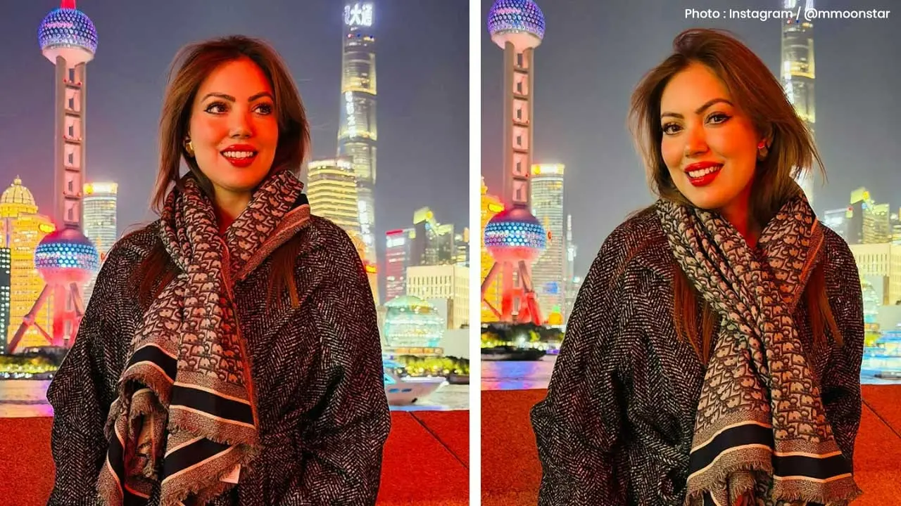 Munmun Dutta Dazzles in Elegant Robe Dress During Her Shanghai Adventure