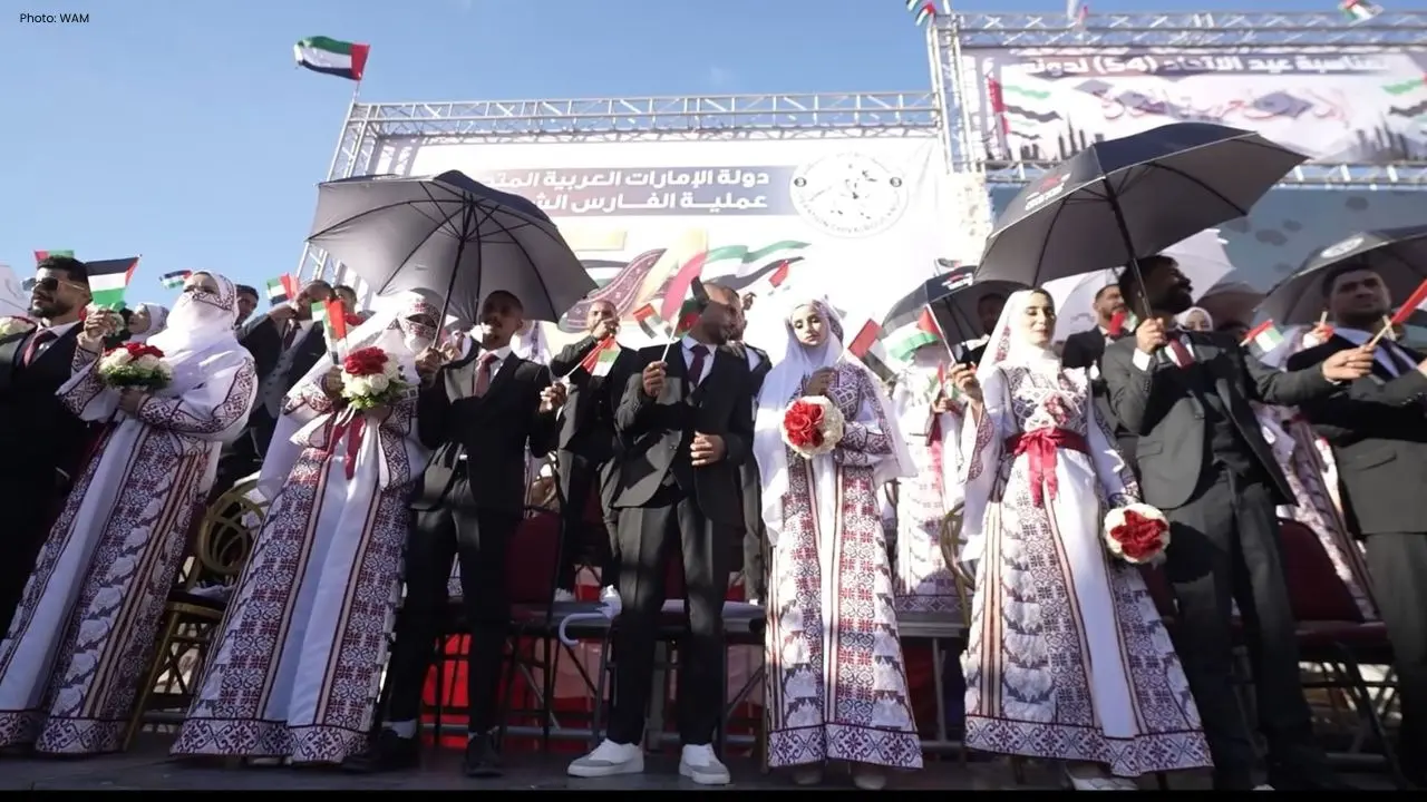 Heartwarming Mass Wedding for 54 Grooms in Gaza Organized by UAE