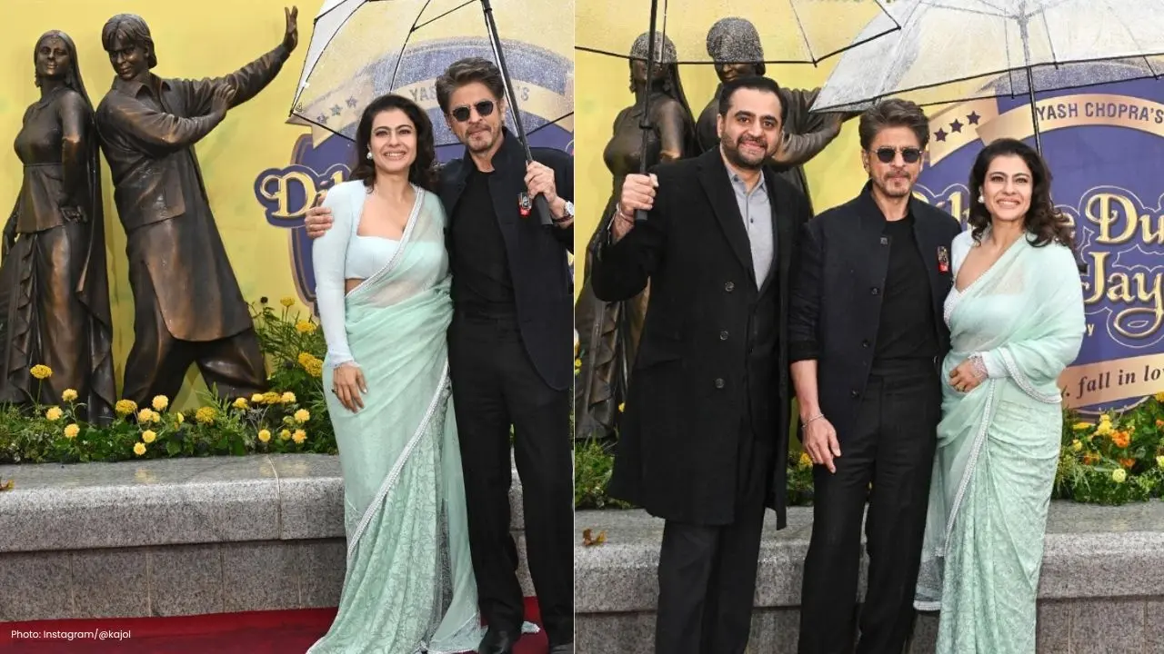 SRK & Kajol Unveil DDLJ Statue Celebrate 30 Years Iconic Love