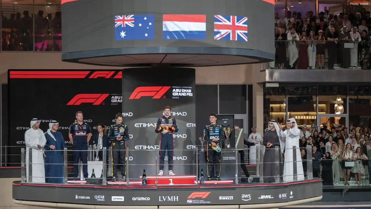 Sheikh Theyab Celebrates F1 Champions at Abu Dhabi Grand Prix