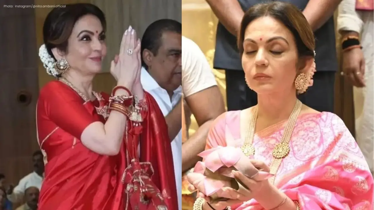 Nita Ambani Turns Heads in Red Saree at DAIS Annual Day Event