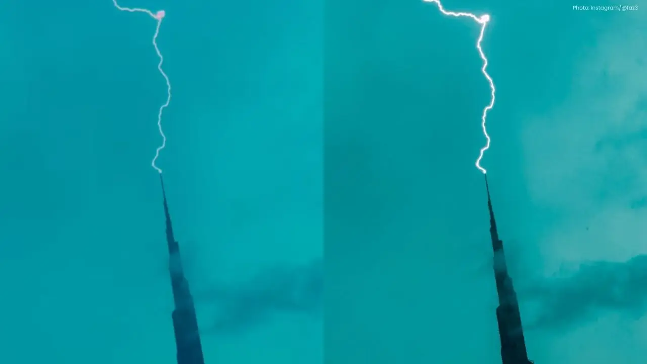 Sheikh Hamdan Captures Lightning Striking the Burj Khalifa