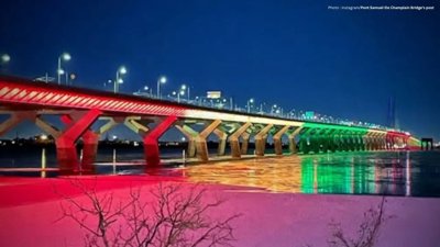 Samuel De Champlain Bridge lights Up for Health Day