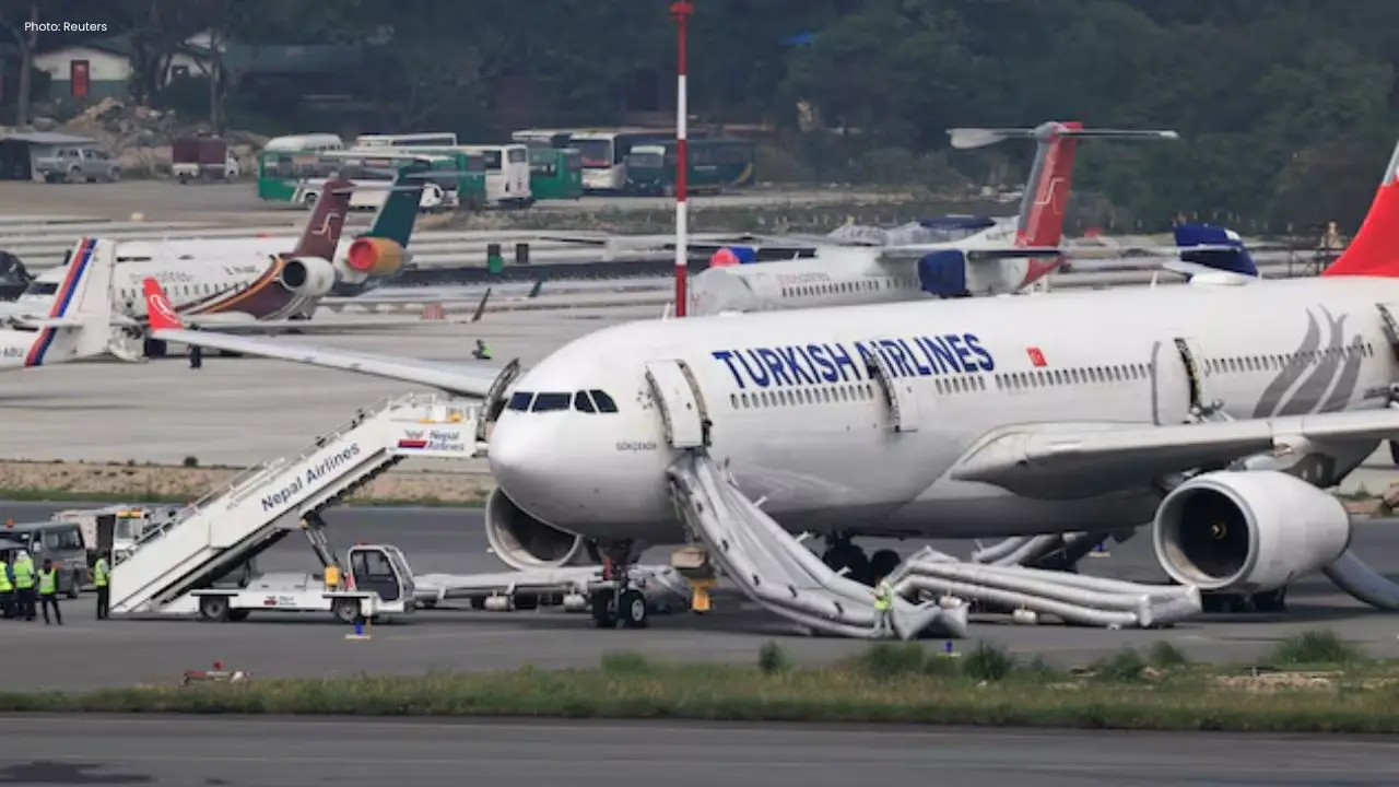 Fire Erupts from Turkish Airlines Plane's Tyre at Kathmandu