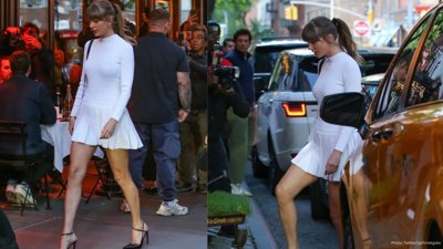 Taylor Swift Dazzles in Chic White Mini Dress at NYC Family Dinner